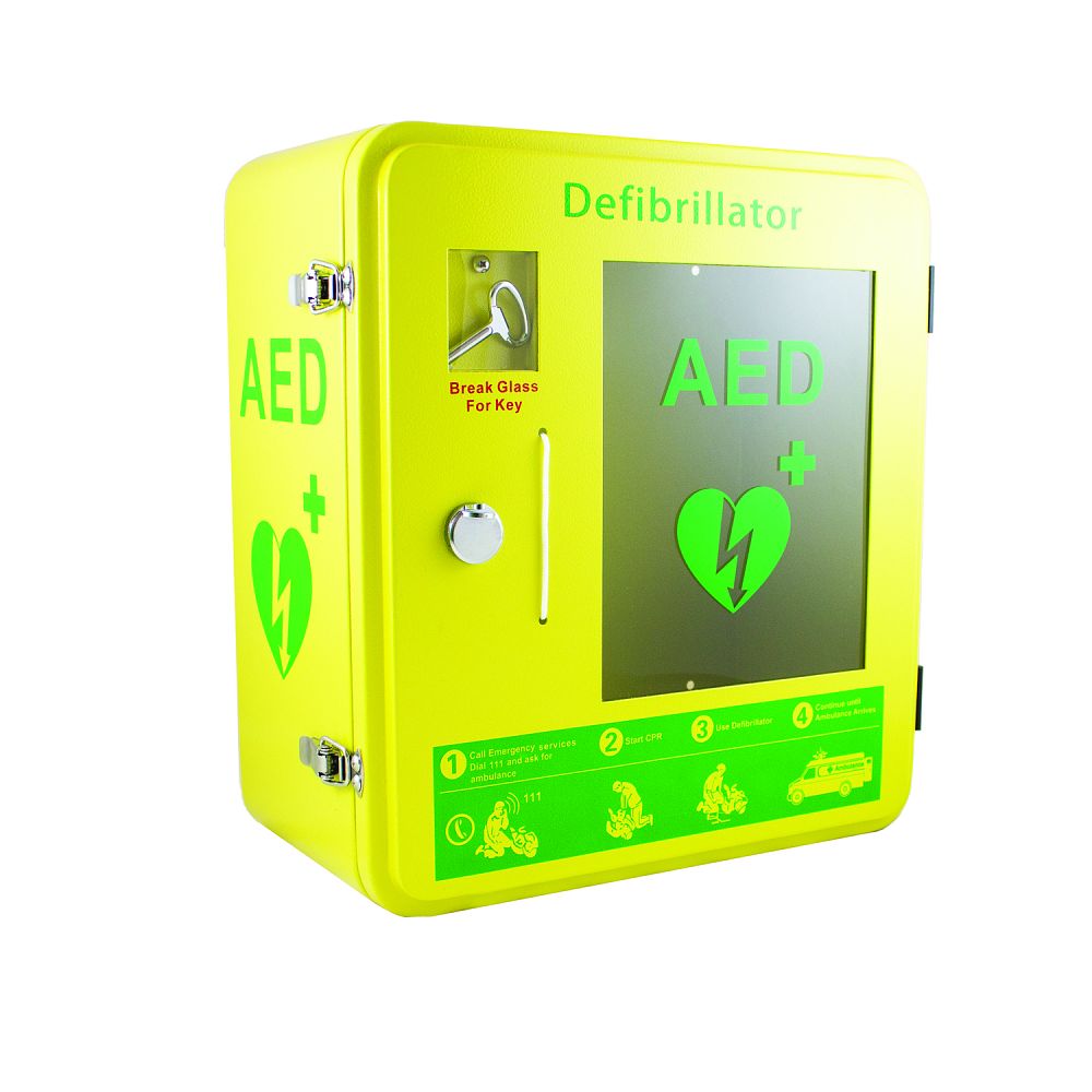 AED cabinet Yellow Key Lock No Alarm - OUTSIDE - USL Sport
